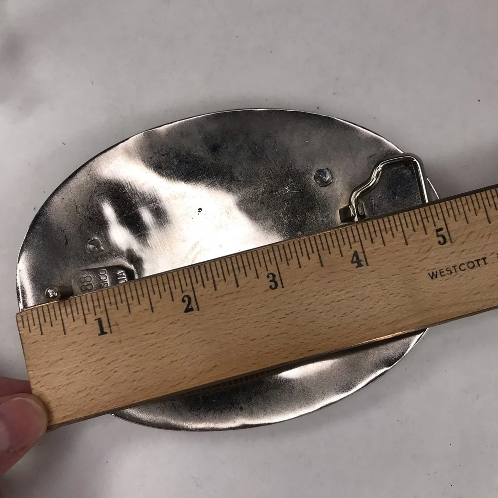 Silver Mudflap Girl Belt Buckle A188 Italia Large 5 x 4